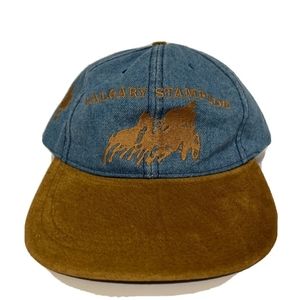 Vintage 90’s Embroidered CALGARY STAMPEDE Rodeo Denim & Suede Adjustable Hat